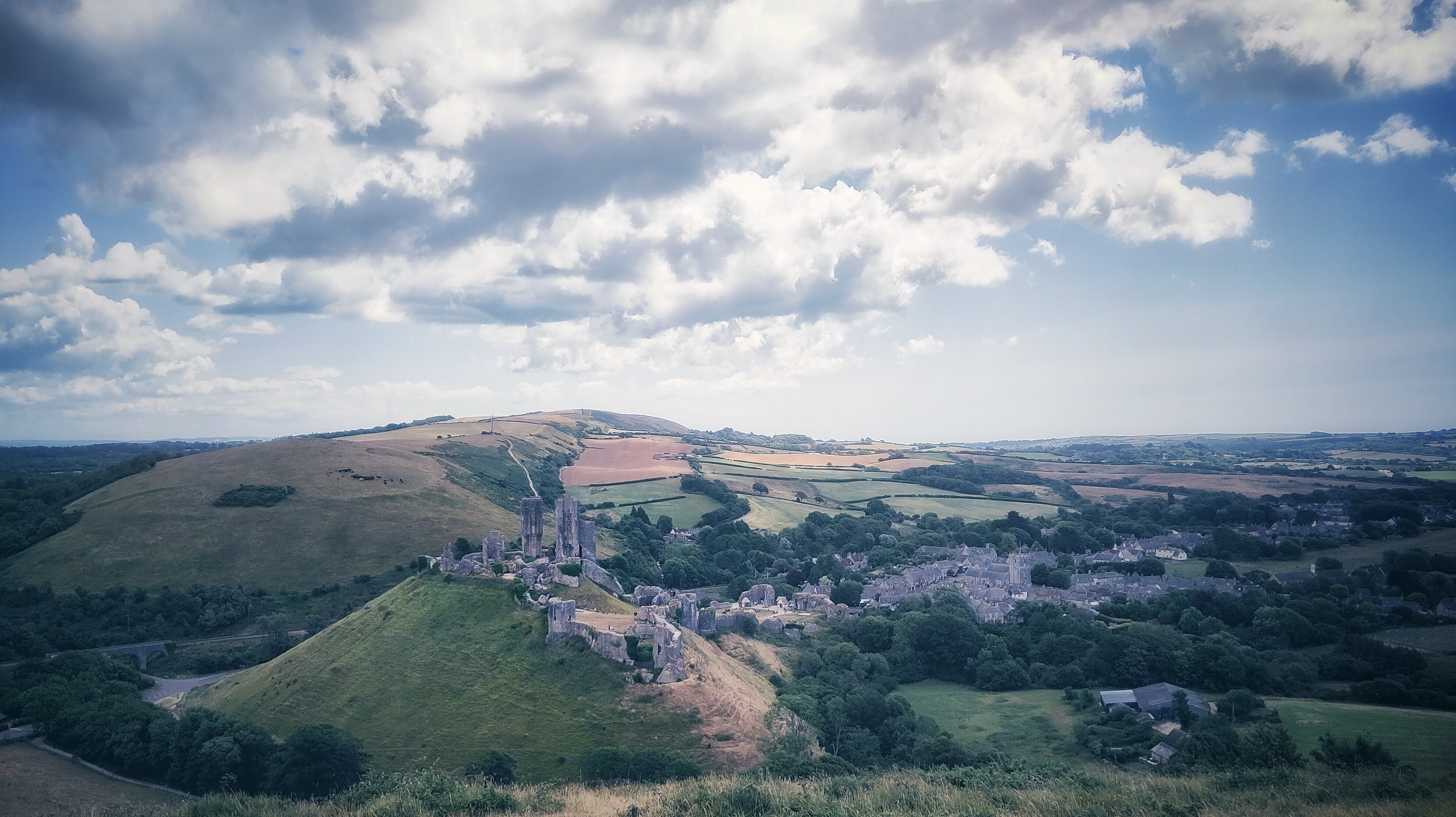 Corfe Castle von oben